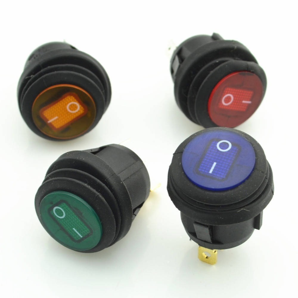 

Переключатель клавишный герметичный ON-OFF 3 pin (серебро) круглый с LED подсветкой. Синий.