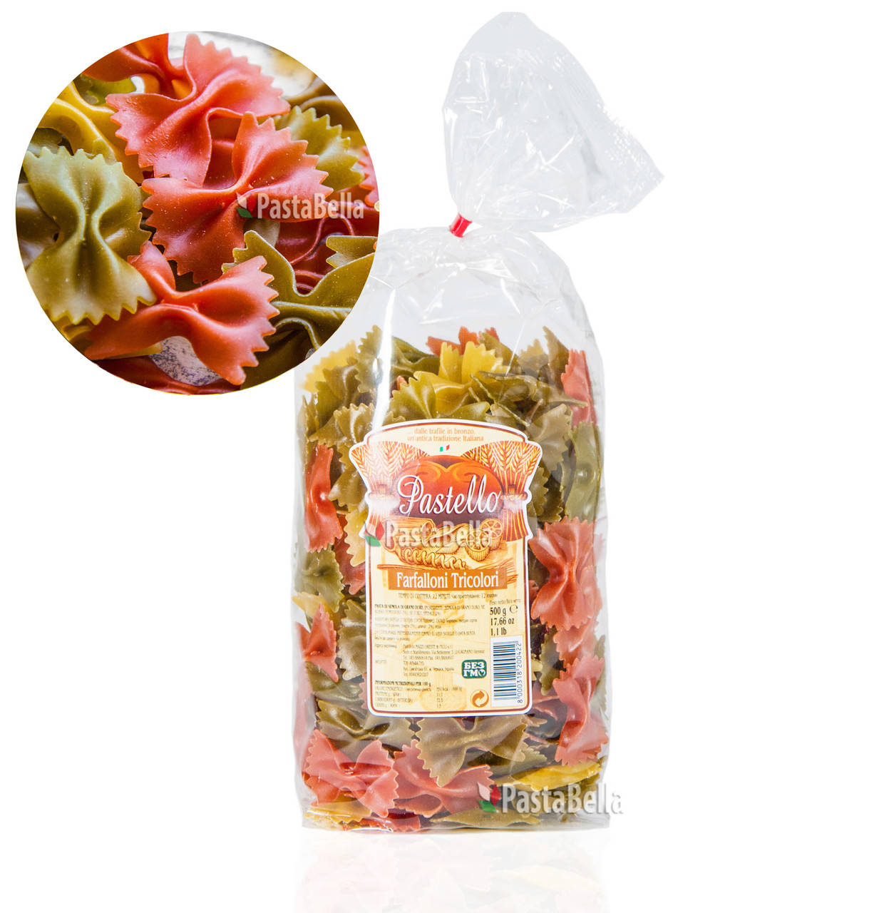 

Итальянские Цветные макароны "Бабочки" - "Farfalloni" tricolore Pastello 500g