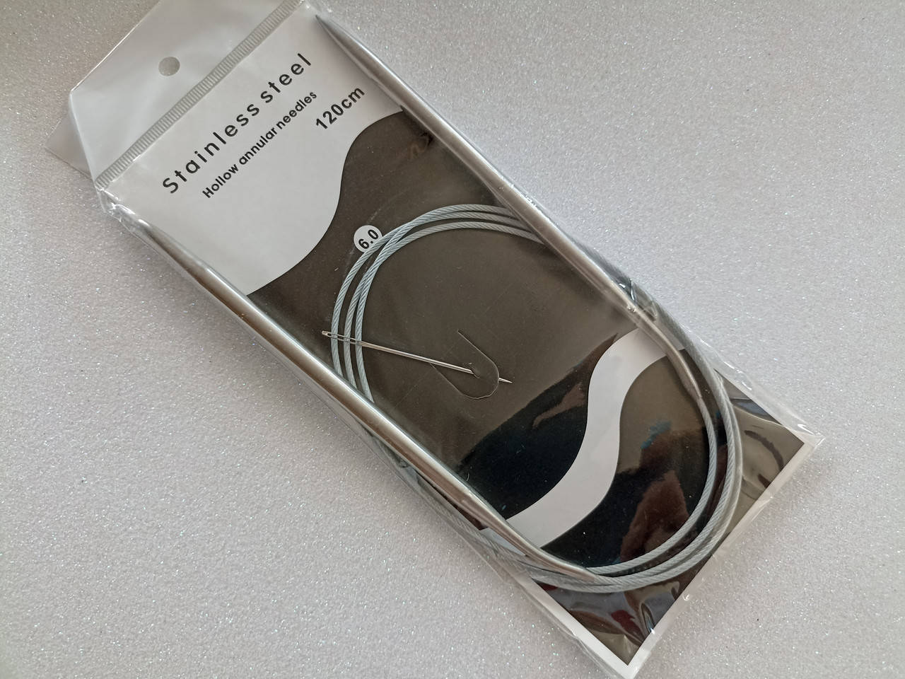 

Спицы вязальные металлические, на тросике размер 6мм (120см), Серый