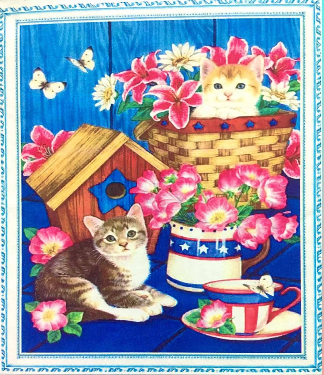 

50*40см Котики в цветочках, алмазная живопись, полная выкладка