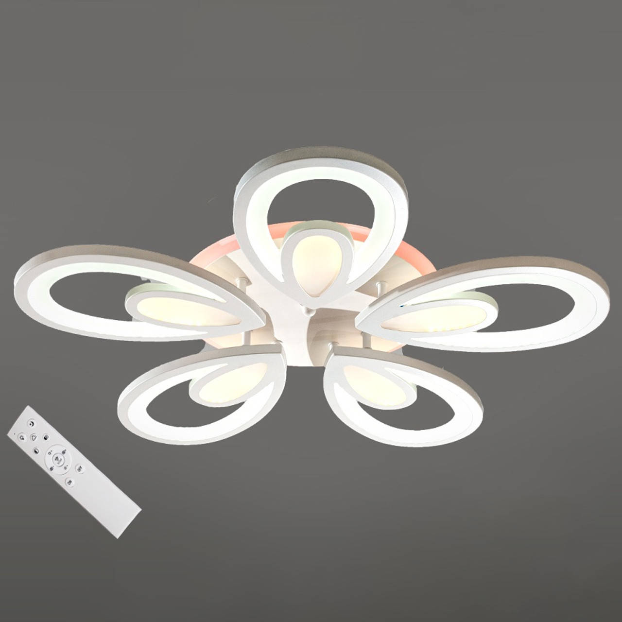 

Белая светодиодная люстра 115 Вт 60 см на пульте д/у с диммером и подсветкой основания D-MX3439/5WH LED, Белый