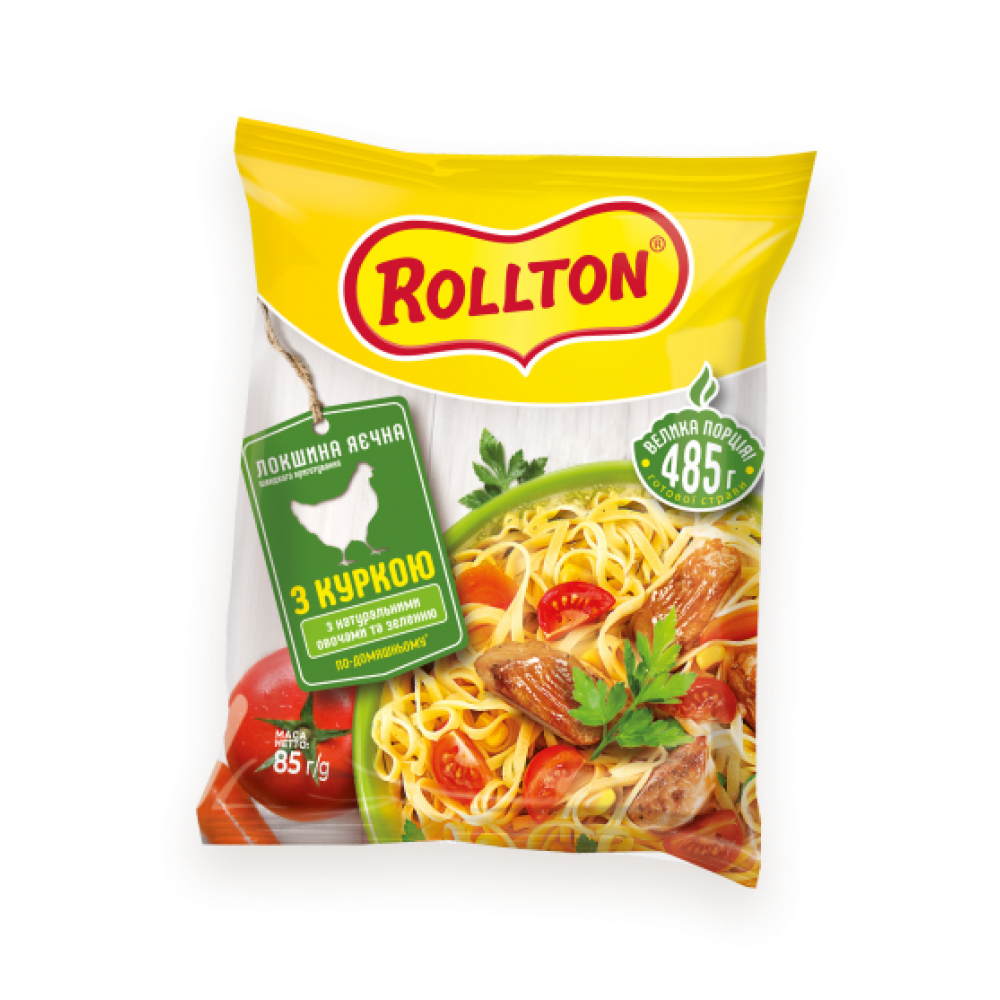 

Лапша яичная быстрого приготовления Rollton по-домашнему с курицей 85 г