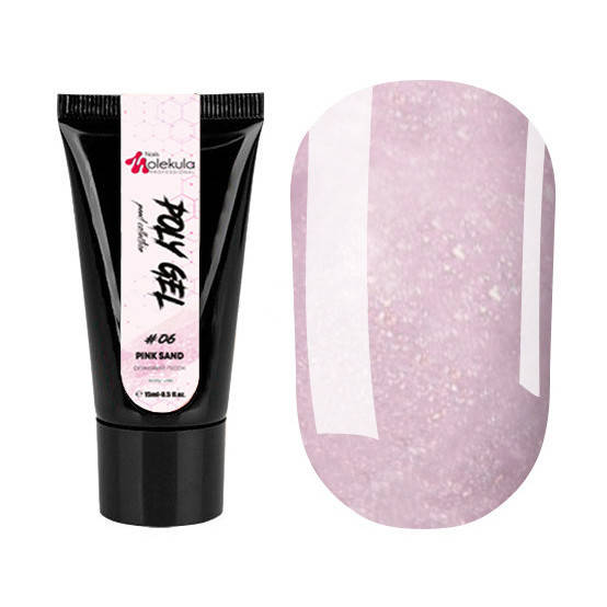 

Полигель Molekula №06 Pink Sand (розовый песок, микроблеск), 15 мл