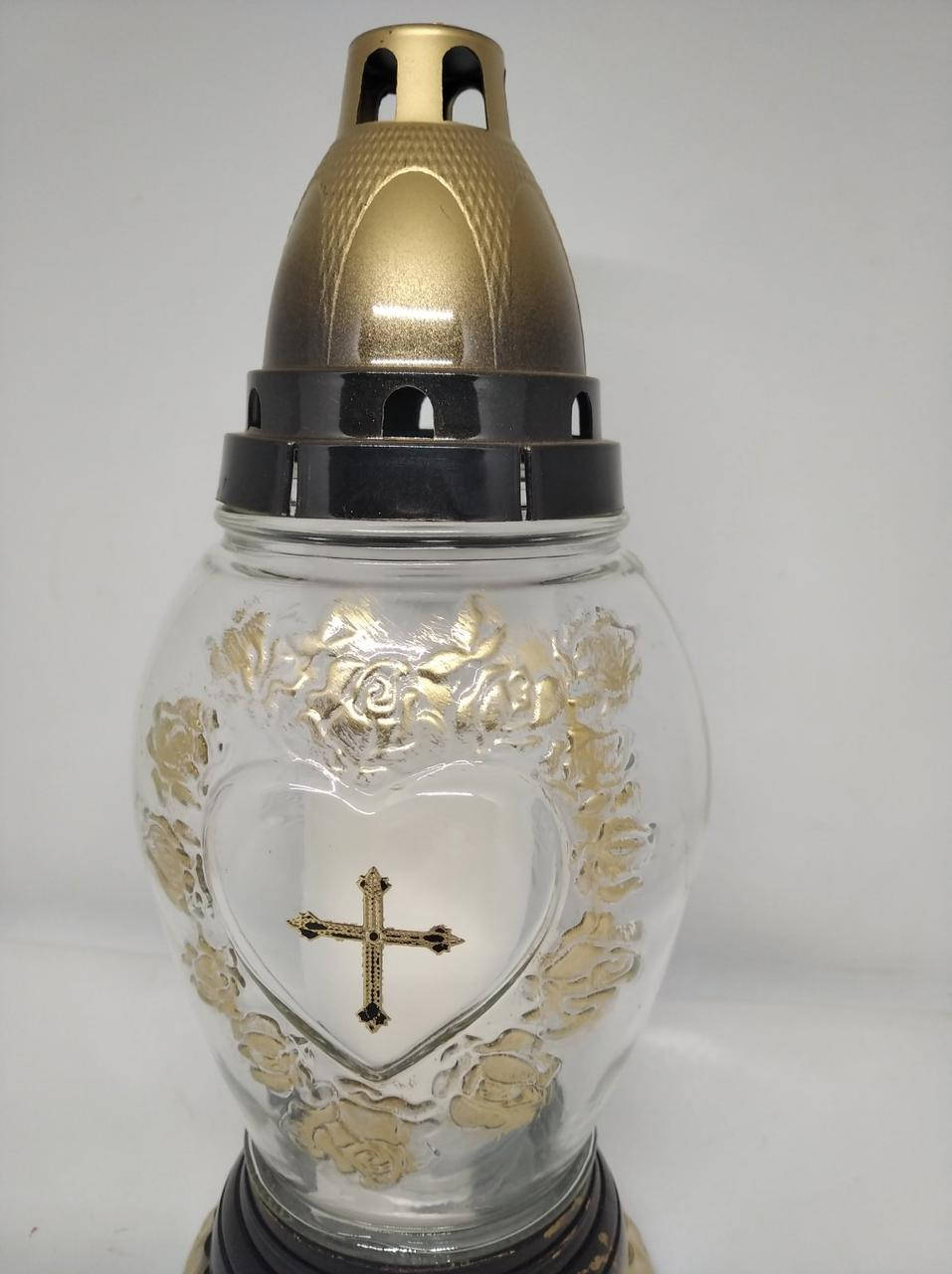 

Лампадка стеклянная 25 ч. (24,5 см.) 9шт / ящ (378N)