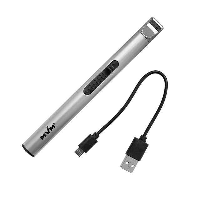 

Зажигалка бытовая электроимпульсная USB, цвет матовый хром MVM LB-02