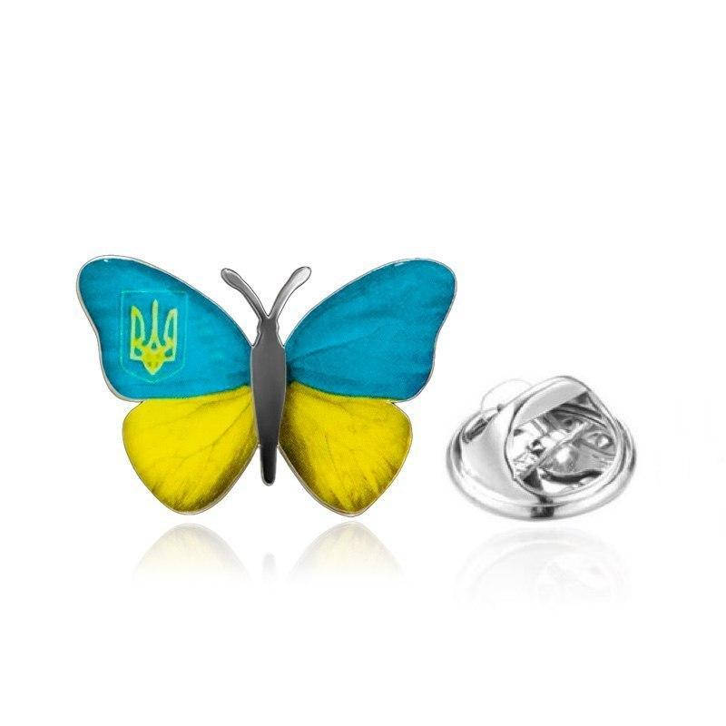 

Брошка-значок Метелик Тризуб Прапор України блакитна