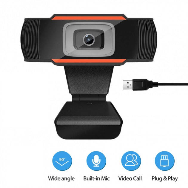 

Веб-камера с гарнитурой F37, Web camera с микрофоном, web камера, Черный