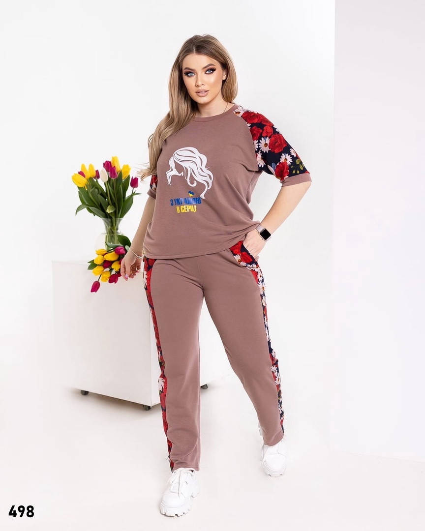 

Костюм летний патриотичный женский двунитка 50-52,54-56, Черный