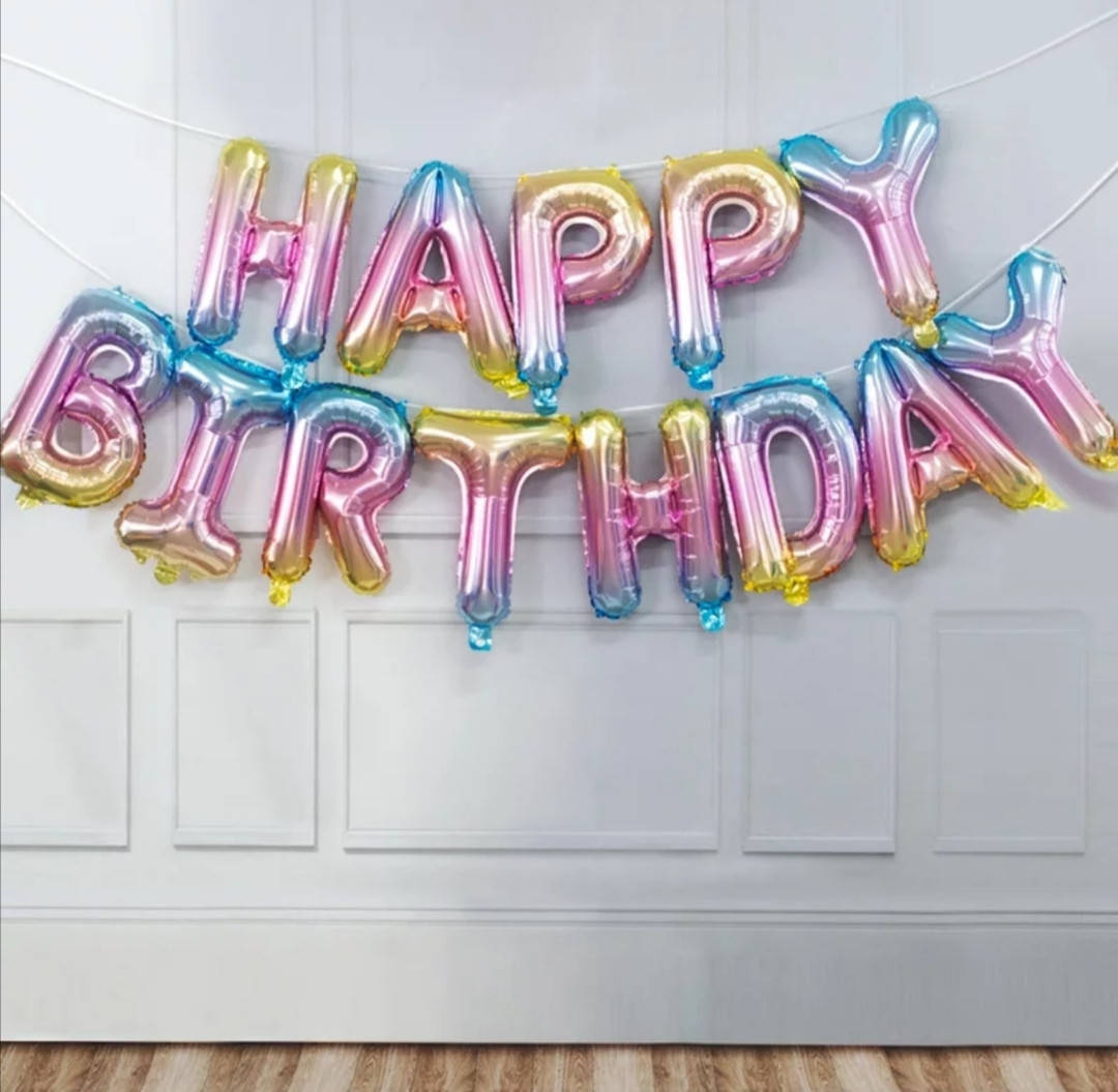 

Гирлянда - растяжка Happy Birthday радужная (градиент), с днем рождения