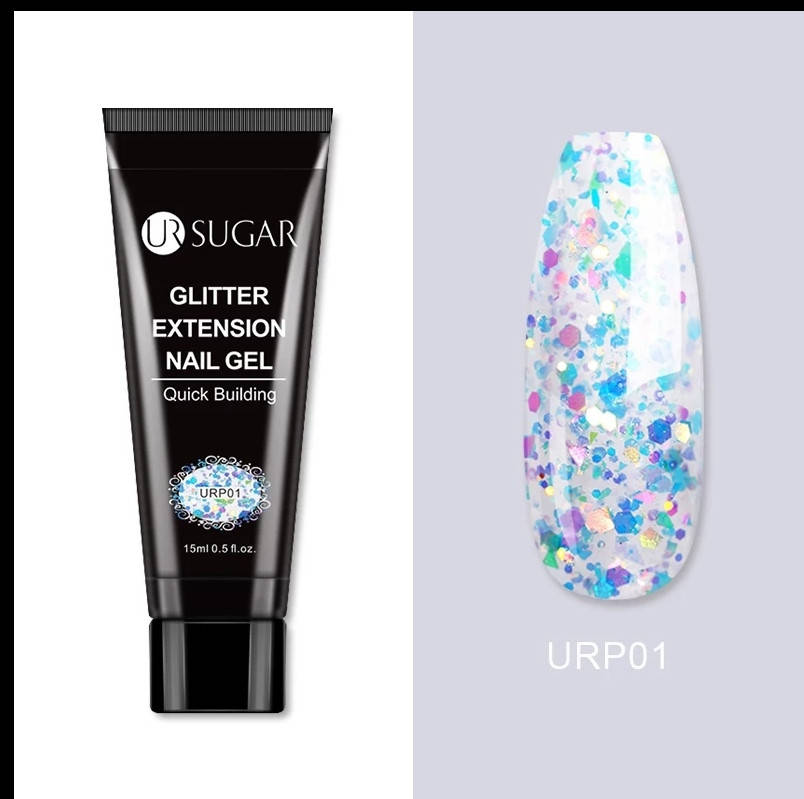 

15мл. UrSugar Полигель Акрил гель, акригель для наращивания и укрепление ногтей. Блестки URP 01
