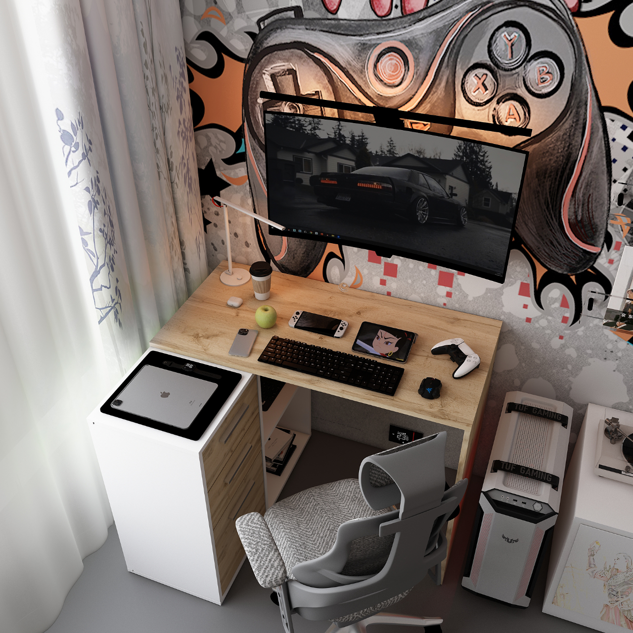 Офісний стіл Doros T8 Білий/Дуб Артізан 100х83х75 (41516060) 4