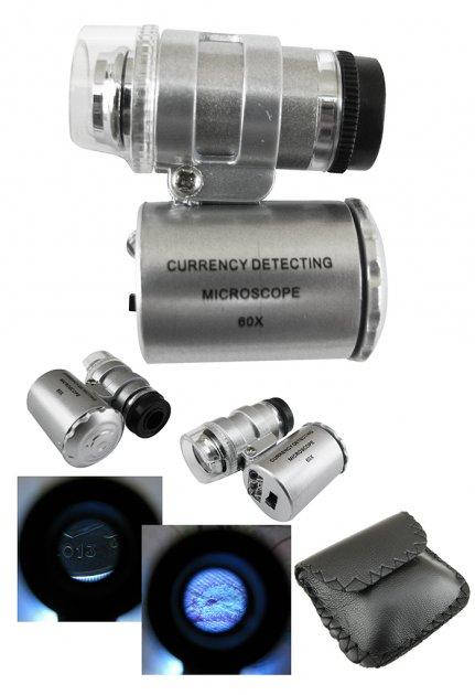 

Кишеньковий мікроскоп MG9882 60X з LED\UF мини микроскоп с подсветкой