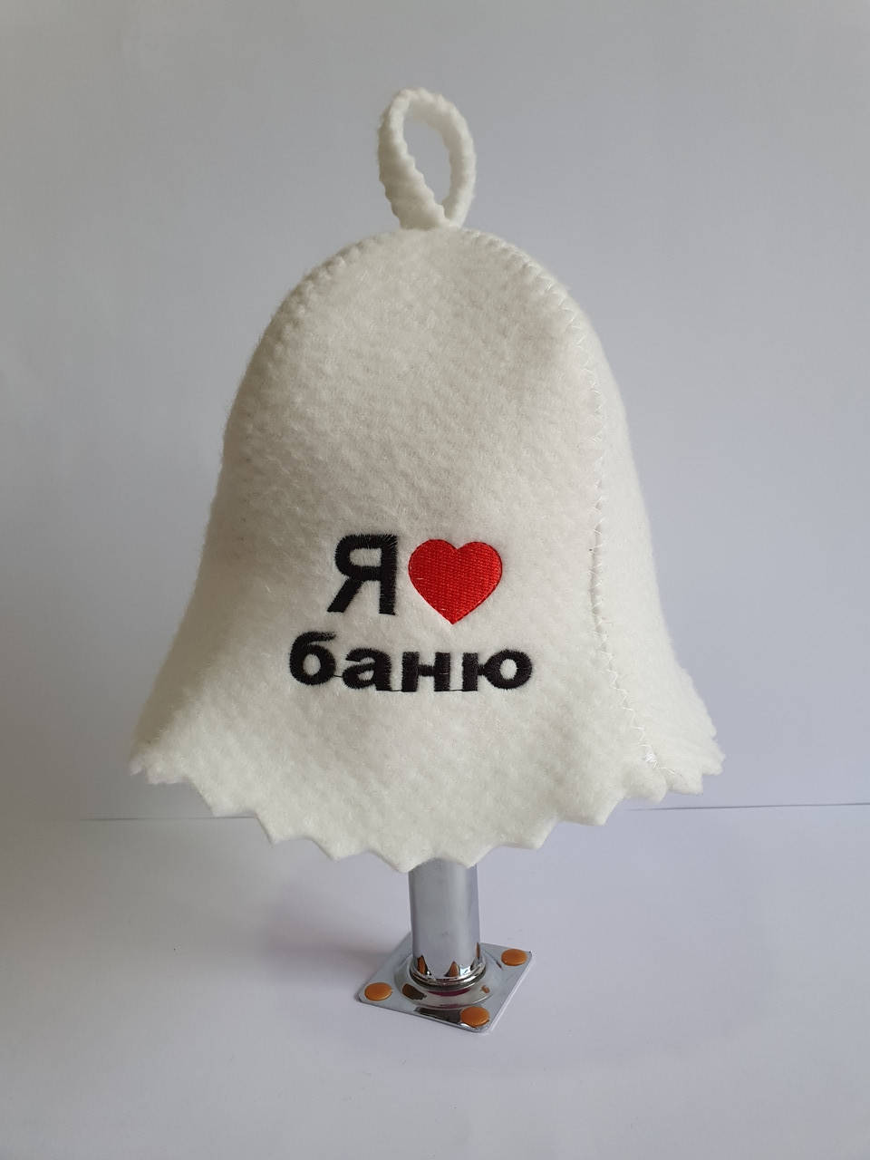 

Шапка для бані та сауни з яскравою вишивкою Я люблю баню сірий