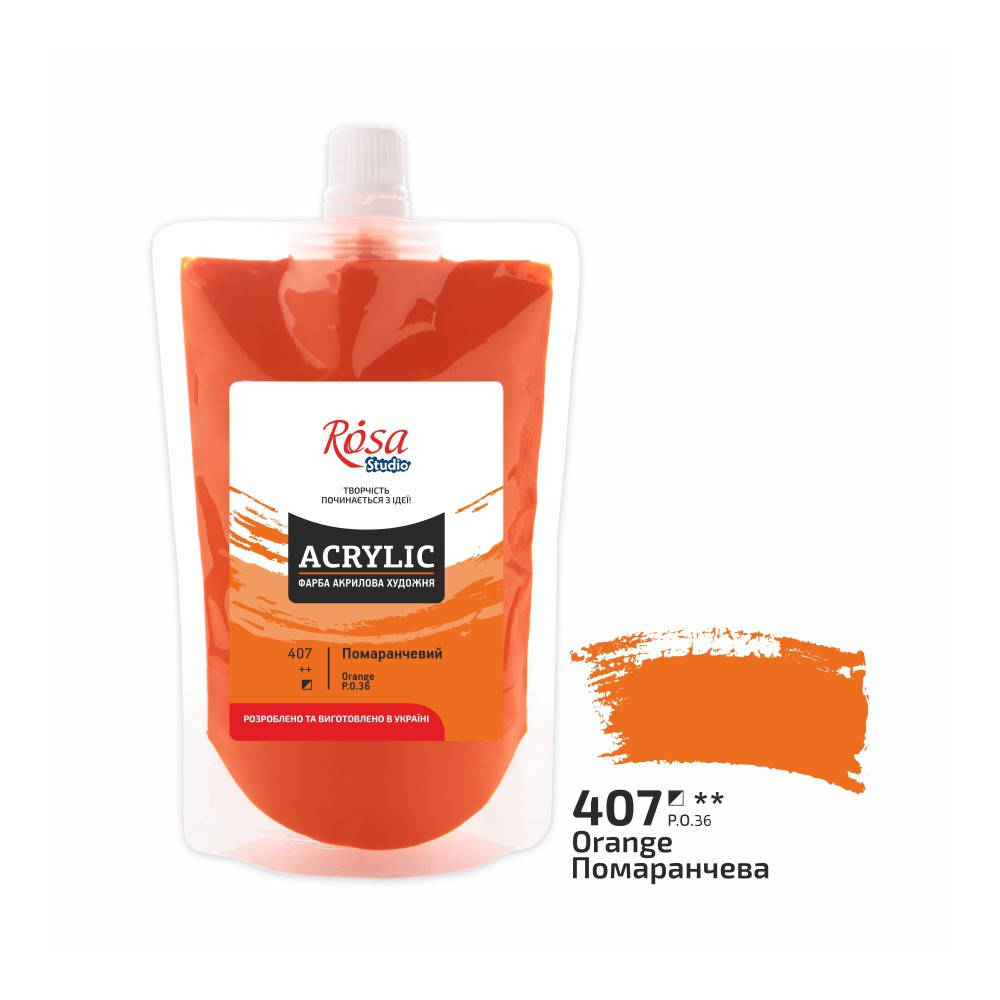 

Фарба акрилова, Помаранчева, 200 мл, ROSA Studio, Оранжевый