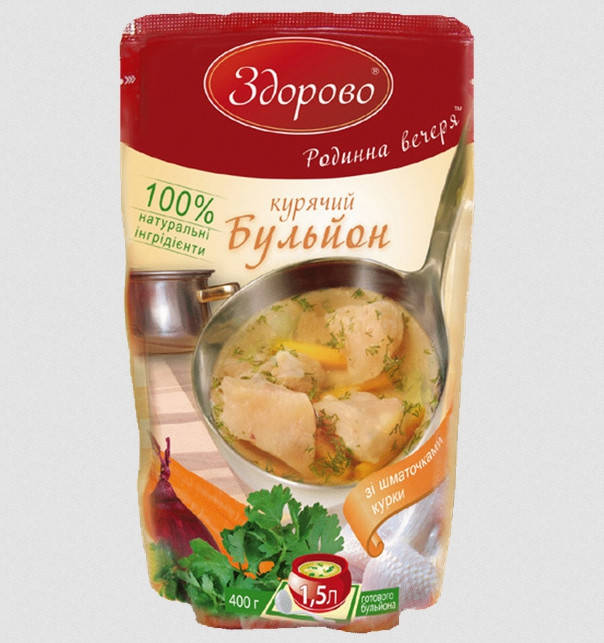 

Бульон куриный с кусочками куриного филе "Родинна вечеря" 400 г