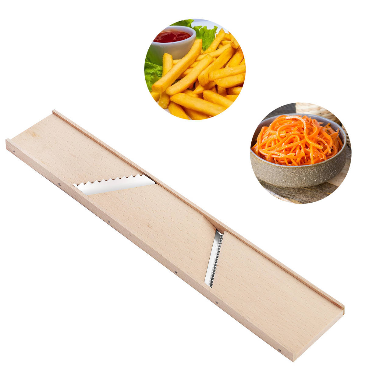 

Шинковка для корейской морковки и картошки фри с двумя лезвиями 2 в 1 Wood&Steel (6.5*37 см)