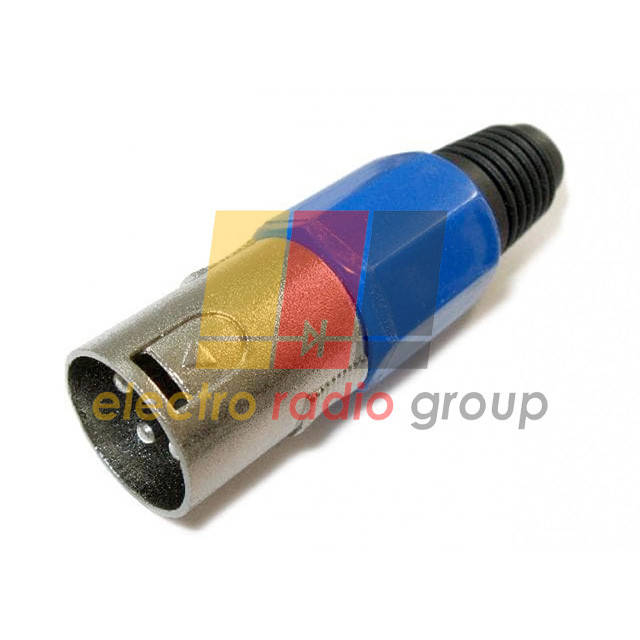 

Штекер CANON (XLR) 3pin, под шнур, синяя гайка