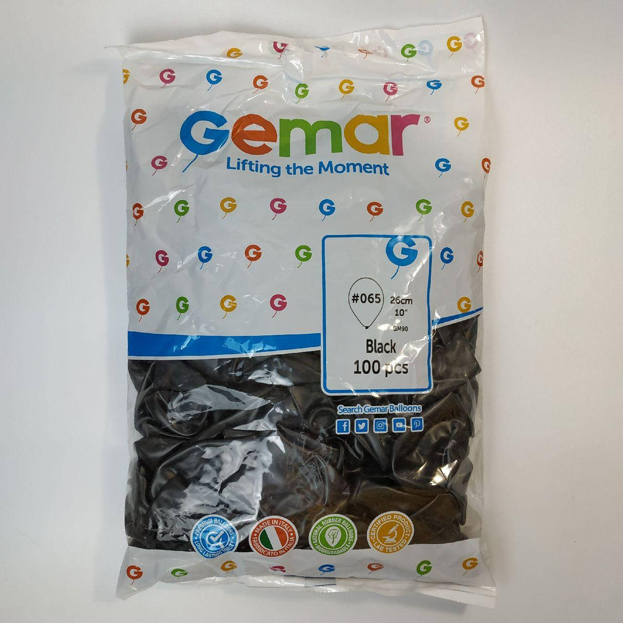 

Воздушные шары Gemar черный металлик 10"(26 см) 100 шт