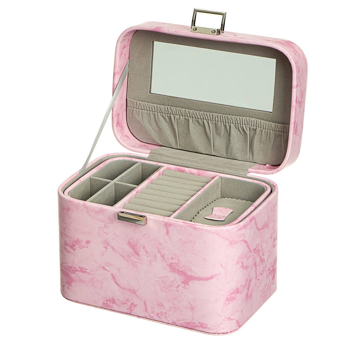 

Шкатулка для украшений кожзам 22х15х6 см 10505-007/pink, Розовый