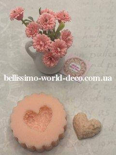 

Силиконовый Молд (форма) "Печенье имбирное "Сердечко с цветочком" ", 1,7смх2см