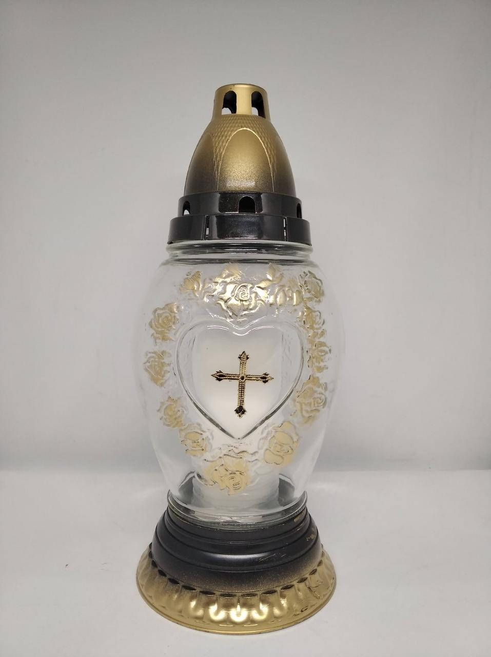 

Лампадка стеклянная 25 ч. (24,5 см.) 9шт / ящ (378N)
