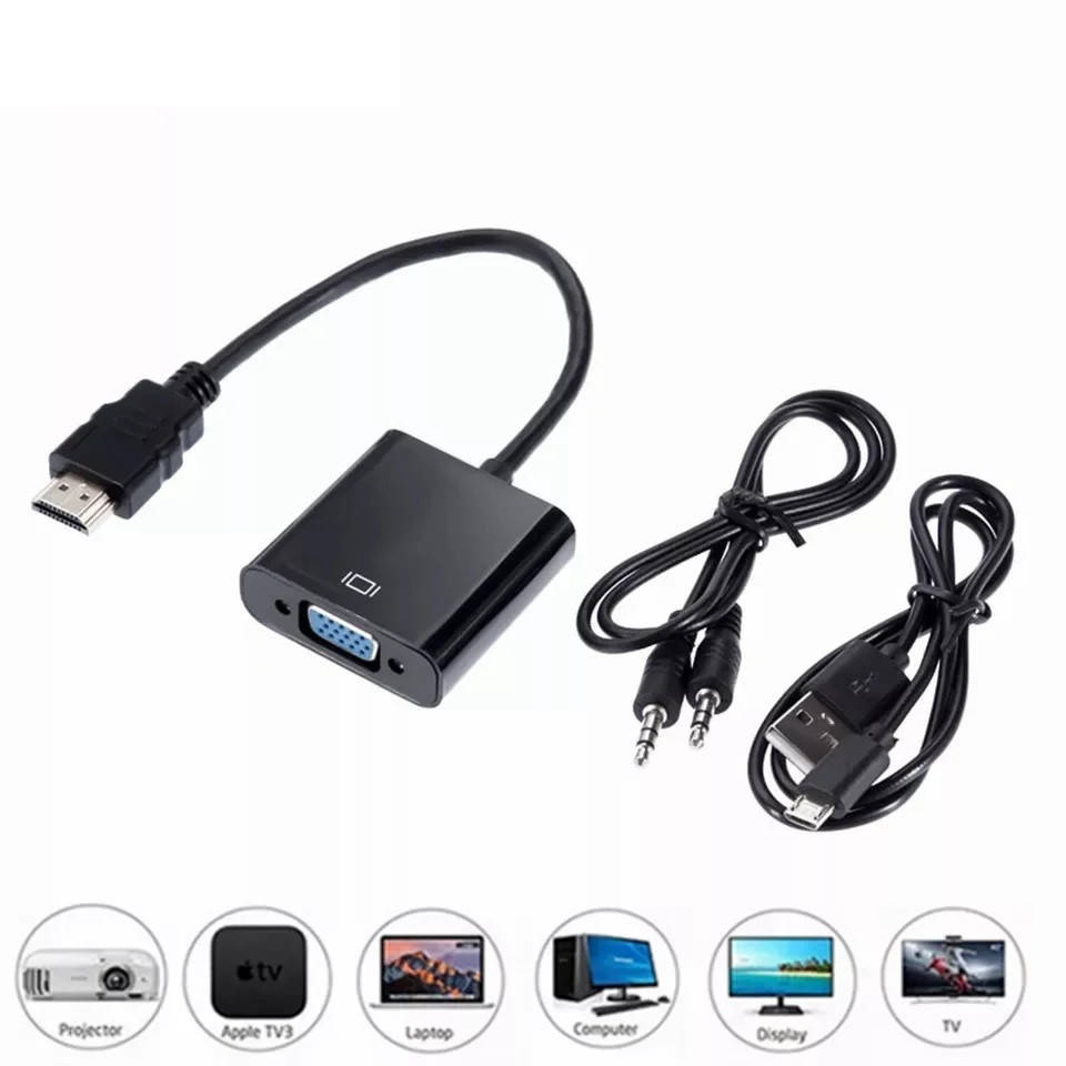 

Переходник-конвертер HDMI (папа) - VGA (мама) TRY Plug (со звуком и USB) черный новый