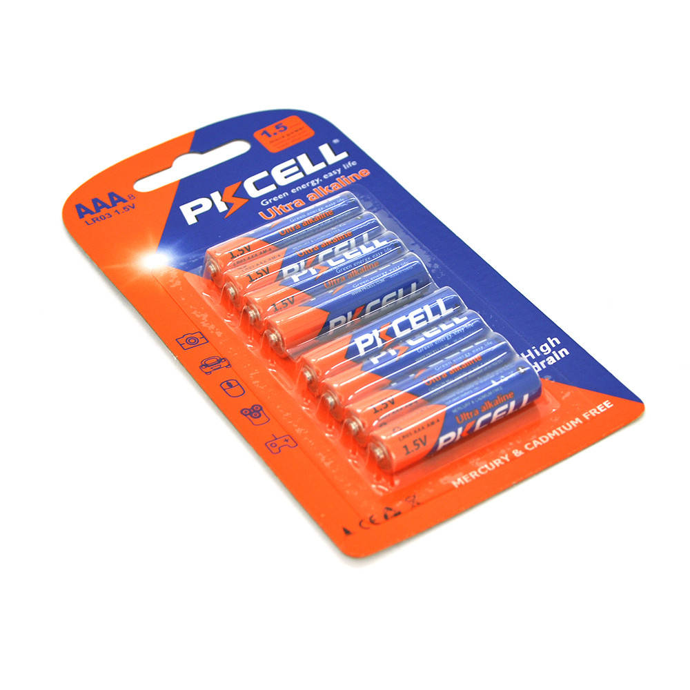 

Батарейка щелочная PKCELL 1.5V AAA/LR03, 8 штук в блистере цена за блистер, Q10