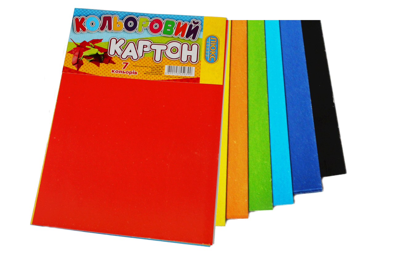 

Картон A4 "Люкс-колор" ЦК-7 цветной мелованный (7 листов/7 цв.)