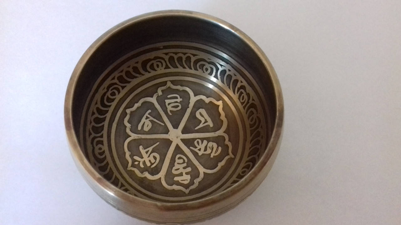 

Чаша поющая (Singing Bowl Silver Carving) "Мантра". Непал