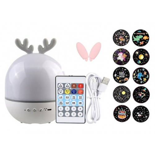 

Светильник ночник проектор с BT колонкой 1Вт, 10 вкладышей, АКБ, Cute Elf, 106064