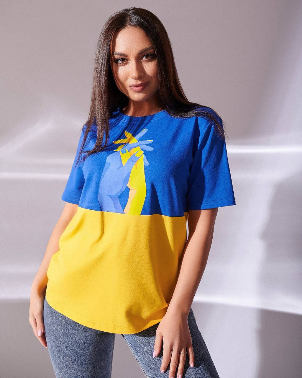 

Желто-голубая женская футболка "Україно"