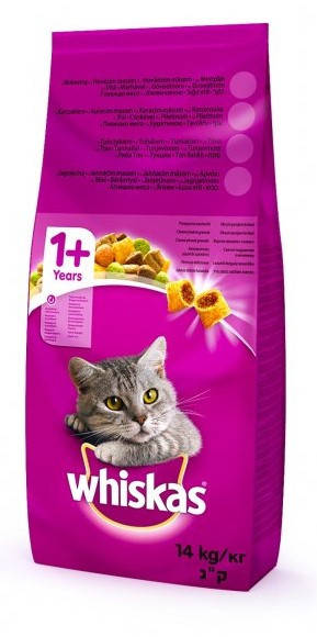 

Whiskas Сухой корм для кошек вкусные подушечки с курицей 14кг