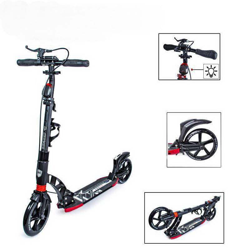 

Двухколесный самокат D-Max -230.Черный. Ручной тормоз! от 6 до 18 лет