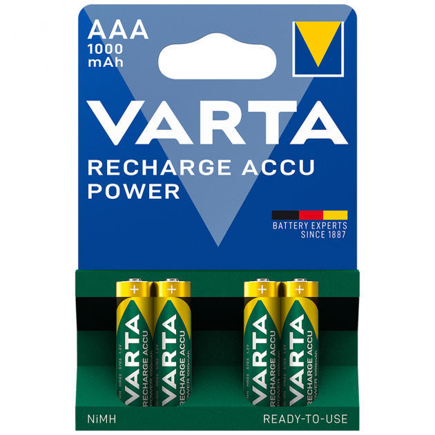 

Аккумуляторы VARTA Ni-Mh HR03 ААА 1000mAh в упаковке 4 шт