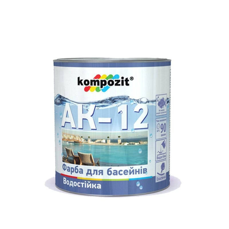 

Фарба для басейнів АК-12 "Kompozit" блакитний 2,8 кг, Голубой