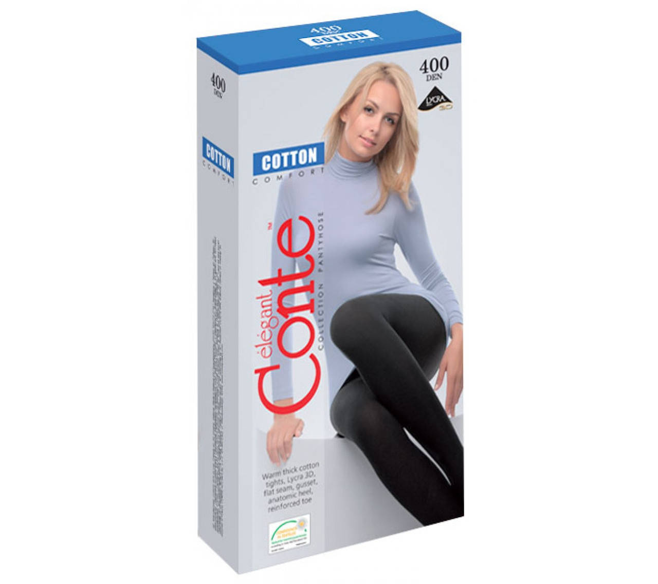 

Колготки женские Conte Cotton 400 DEN (р.,6, Черный