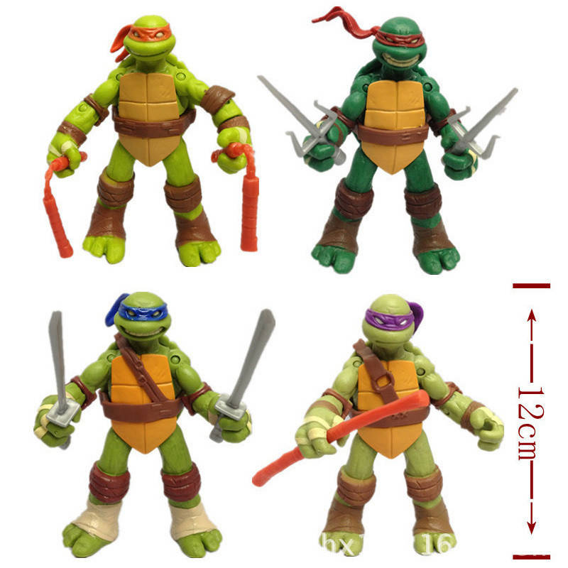 

Черепашки-ниндзя: Набор фигурок из 4-х Черепашек 12 см Ninja Turtles Подвижные руки, ноги , голова