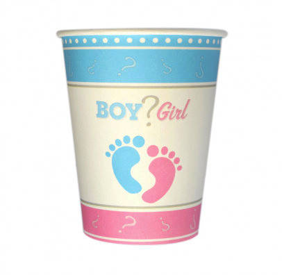 

Стаканчики Baby shower Boy Girl Гендер Пати (набор 8шт), бумажные одноразовые 250мл.