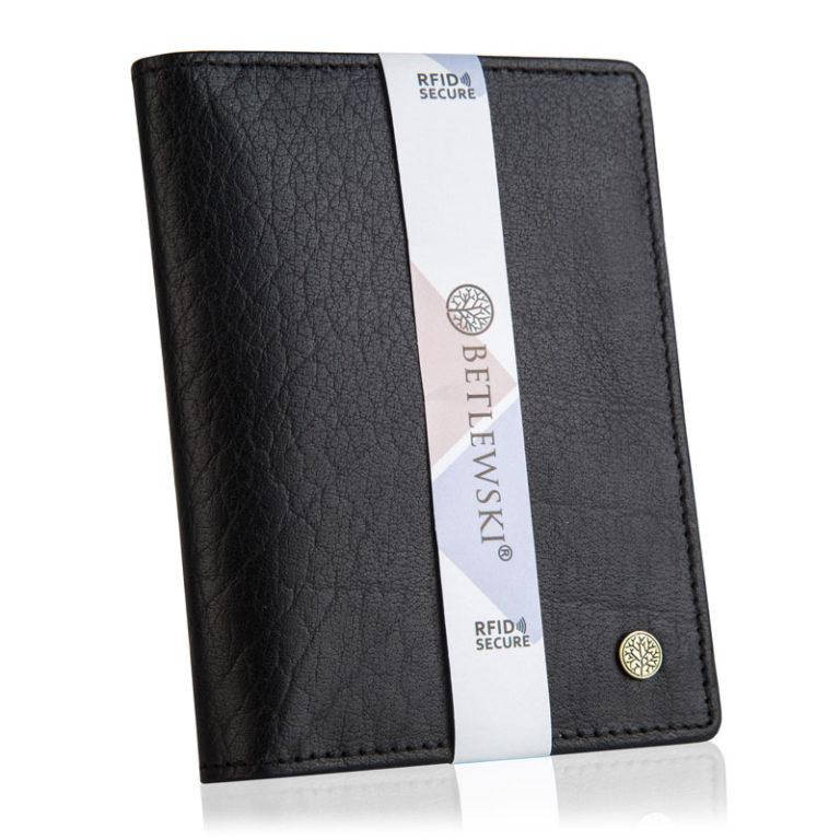 

Кошелёк кожаный мужской Betlewski с защитой RFID BPM-BH-M3 чёрный тор, Черный