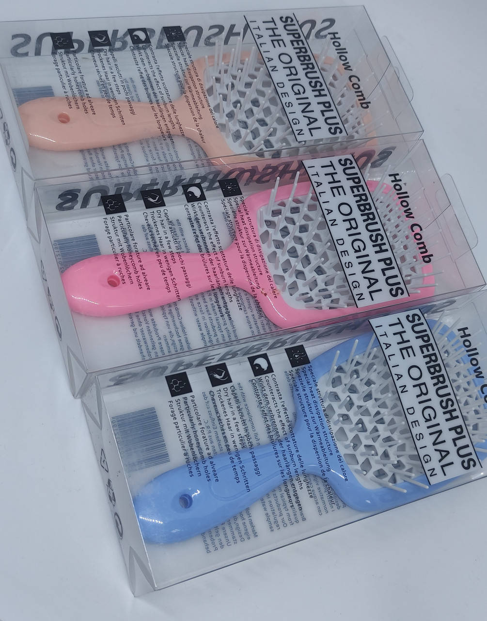 

Новинка! Расческа для волос Hollow Comb Superbrush Plus (Голубой цвет с белой щетиной)
