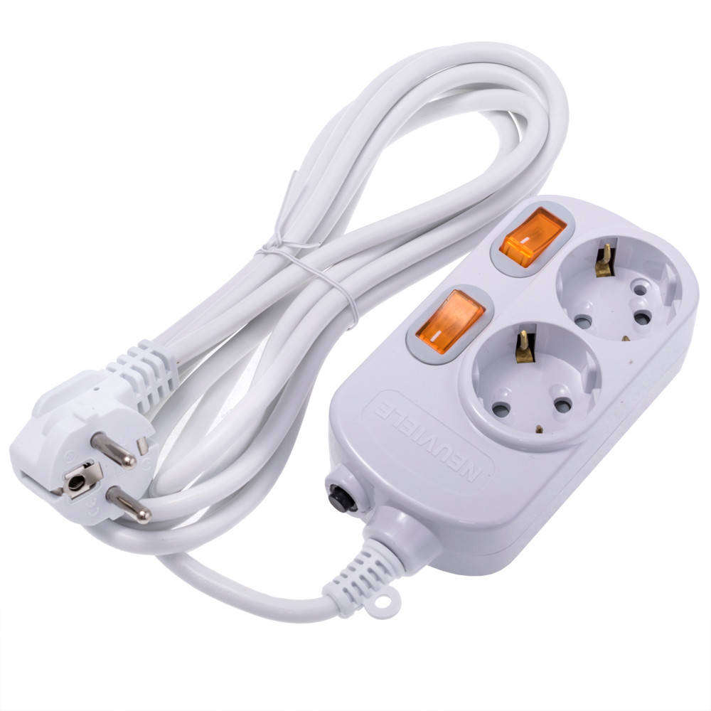 

Сетевой фильтр / удлинитель 3м (3x1.0мм2) на 2 розетки с индивидуальными выключателями Newmany