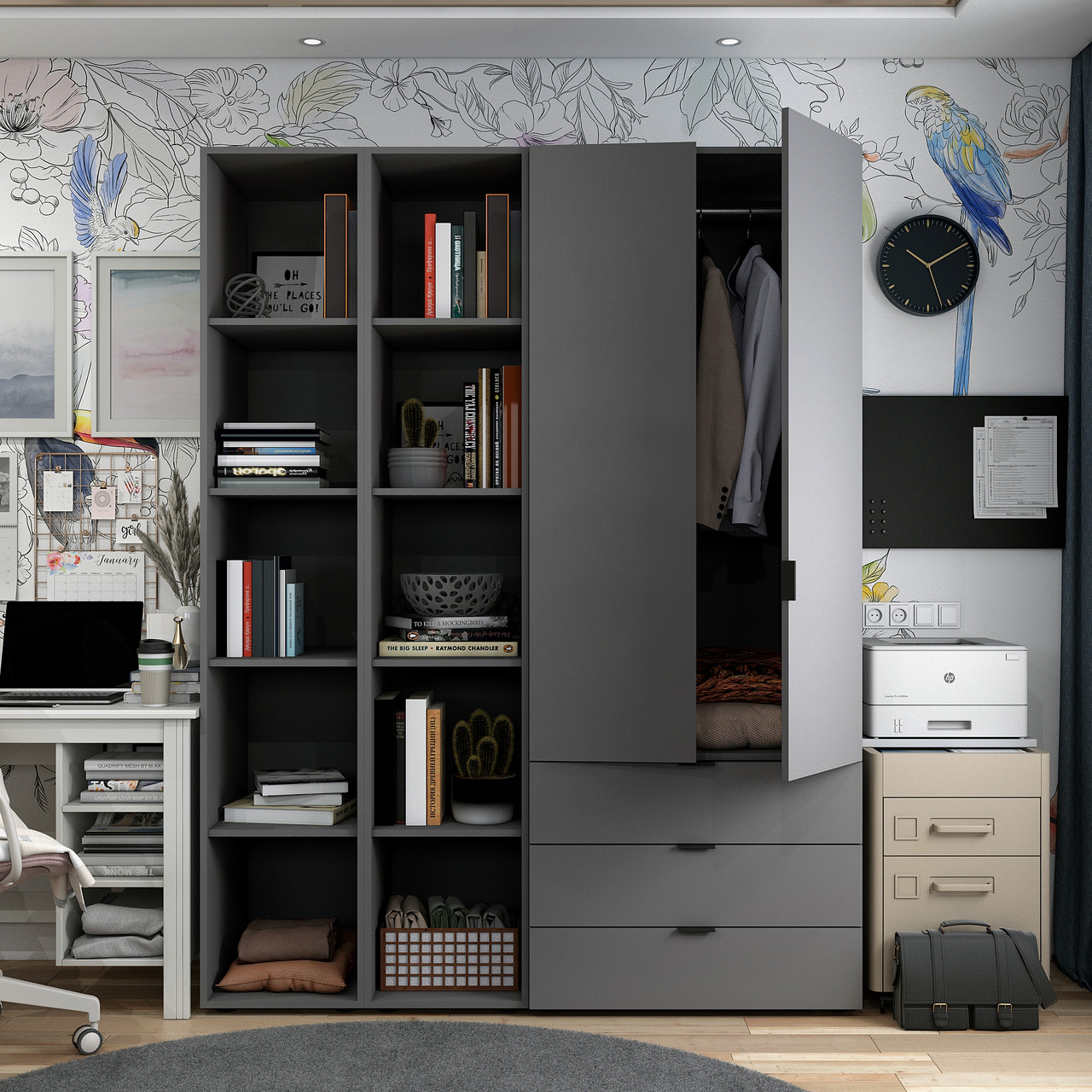 Комплект Doros Гелар з 2 Етажерками Графіт 2 ДСП 153.9х49.5х203.4 (42005055) 3