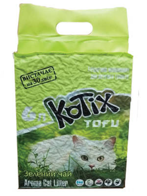 

Наполнитель для кошачьего туалета Тофу с ароматом зеленого чая Kotix Tofu 6 л