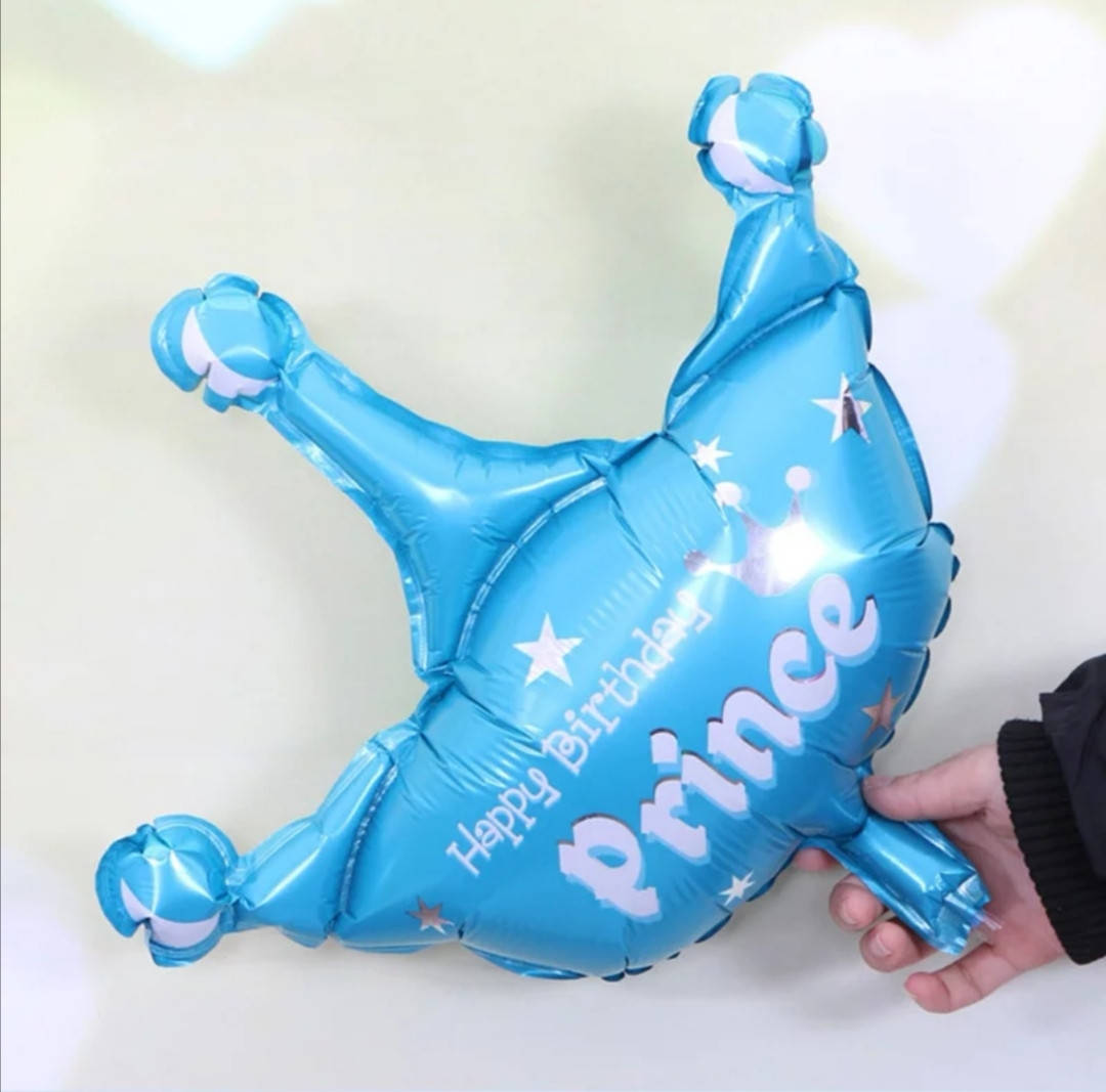 

Шар корона голубая с надписью Prince фольгированная мини фигура 38×42 см, Голубой