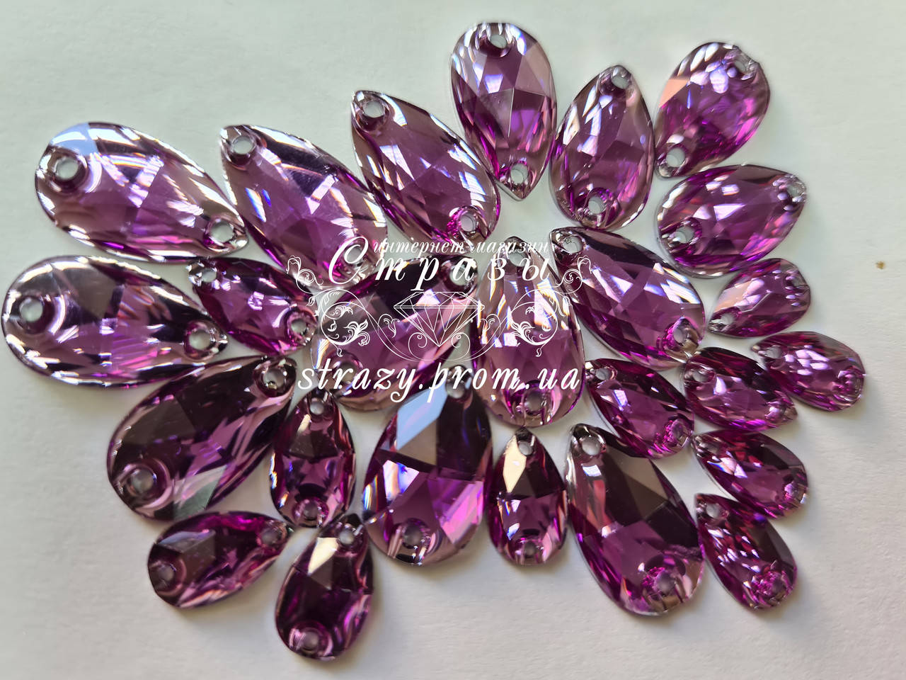

Стразы пришивные Капля 7х12мм. Amethyst