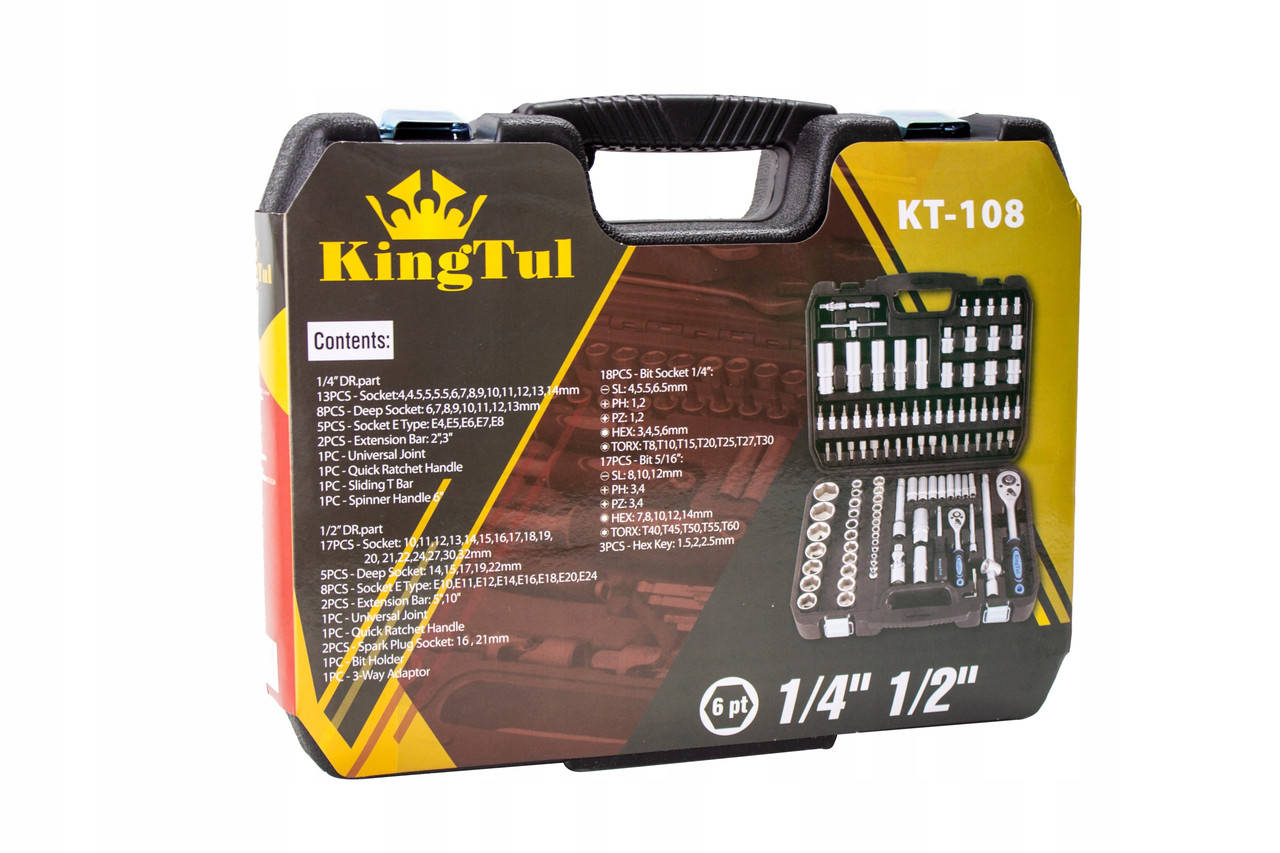 

Набор инструментов 1/2" - 1/4" 108 предметов King Tul
