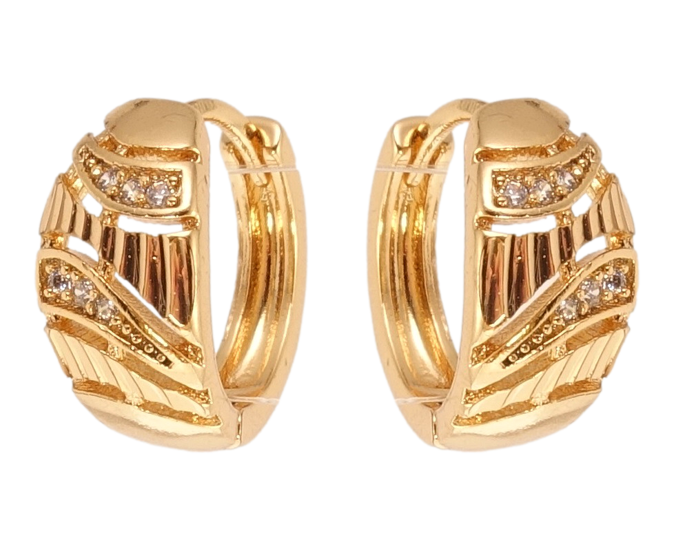 

Серьги Xuping Позолота 18K колечки "Замысловатый орнамент с цирконием"