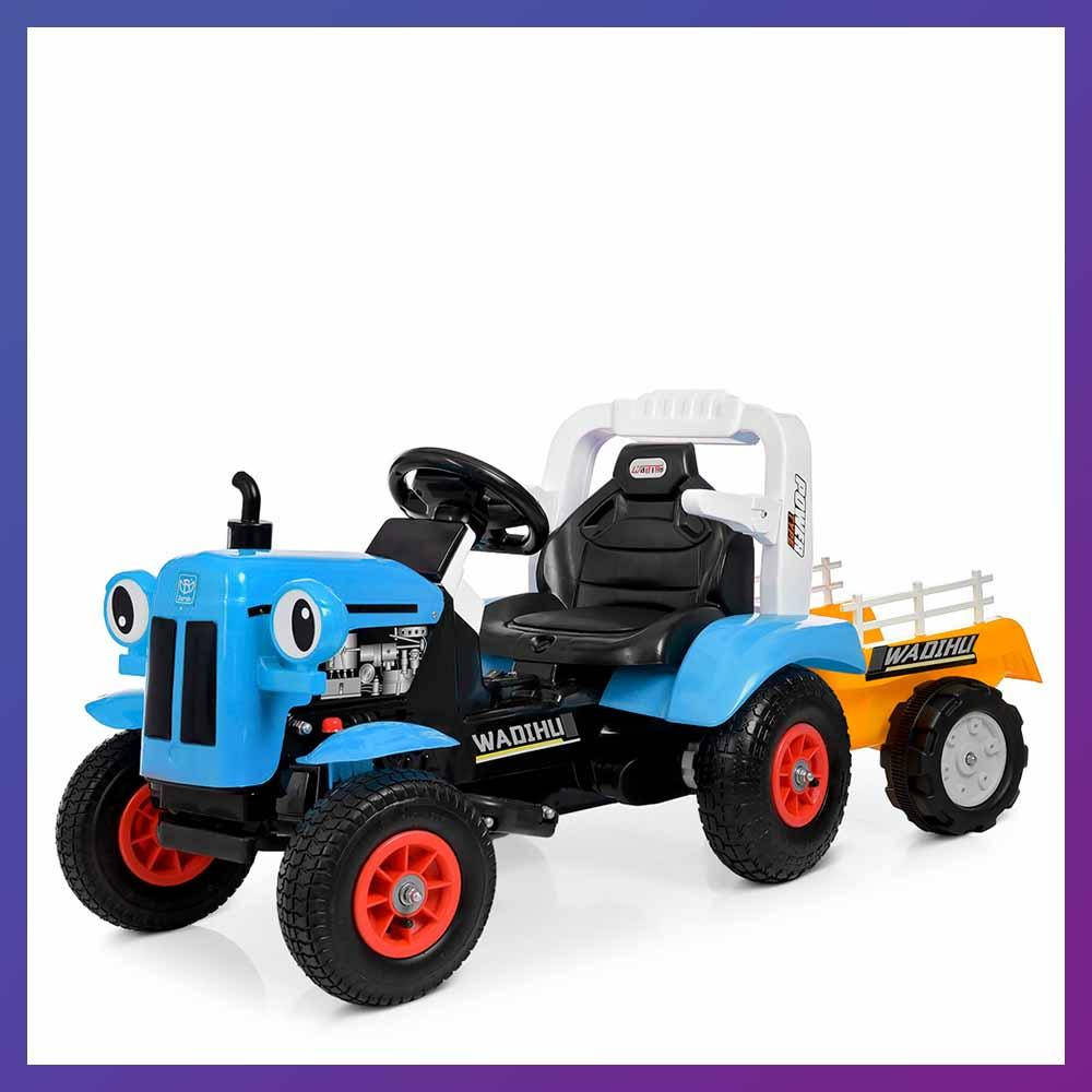 

Детский электромобиль Трактор с прицепом на радиоуправлении Bambi M 4261 синий