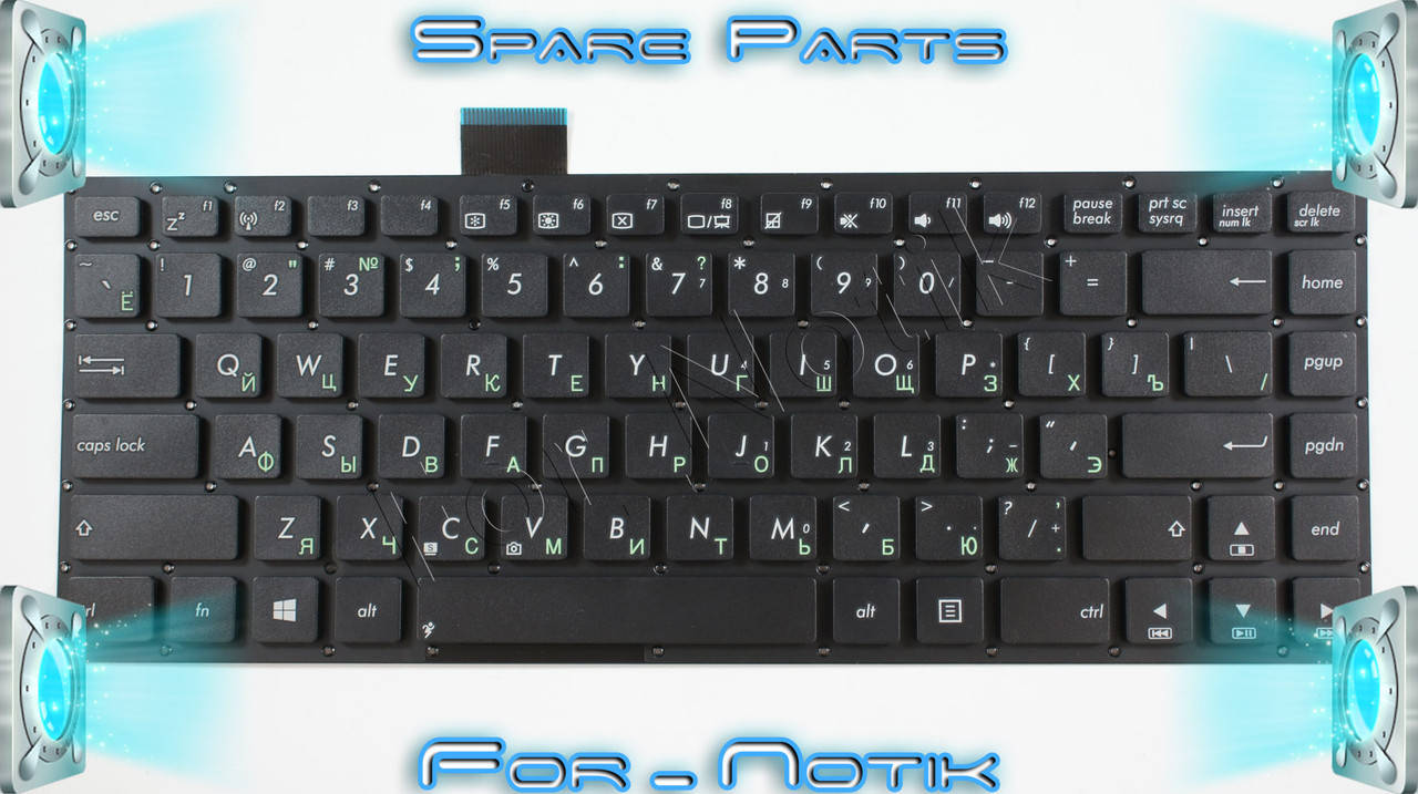 

Клавиатура для ноутбука ASUS (S400, S451, X402) rus, black, без фрейма, Черный