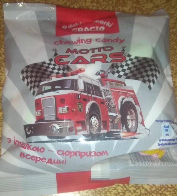 

Жевательные конфеты с сюрпризом Moto Cars Gracio Chewing Candy 90 г Польша